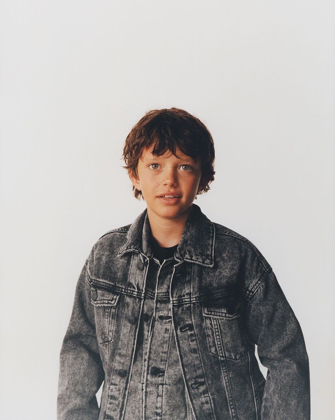 Child Model wearing two denim jackets for Zara Kids